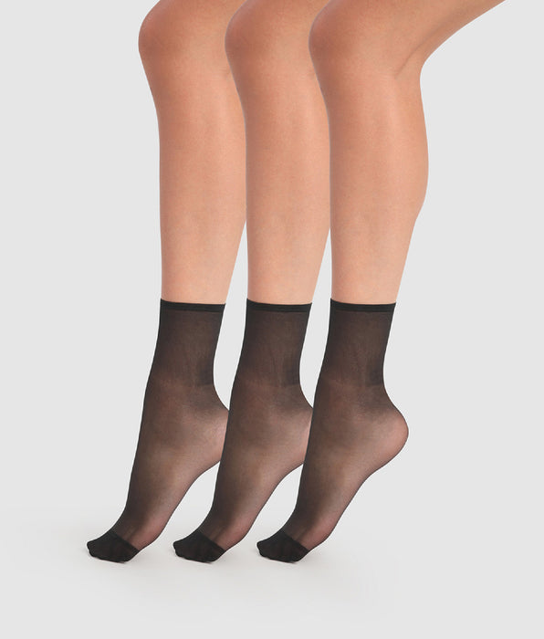 DIM 3er-Pack transparente Socken 20D in Schwarz - Beauty Resist
