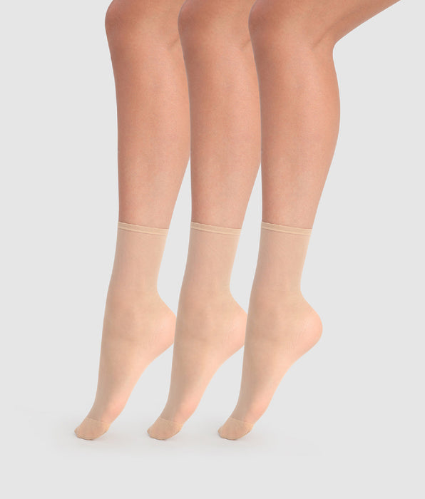DIM 3er-Pack transparente Socken 20D in Nude - Beauty Resist