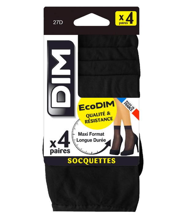DIM 4er-Pack semi-transparente Socken 27D schwarz - EcoDIM