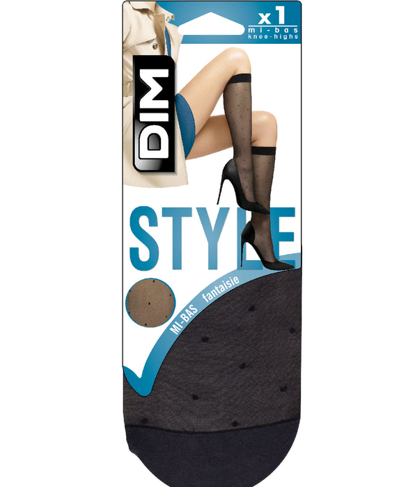 DIM Schwarze Kniestrümpfe mit Punktmuster 15D - Madame So DIM