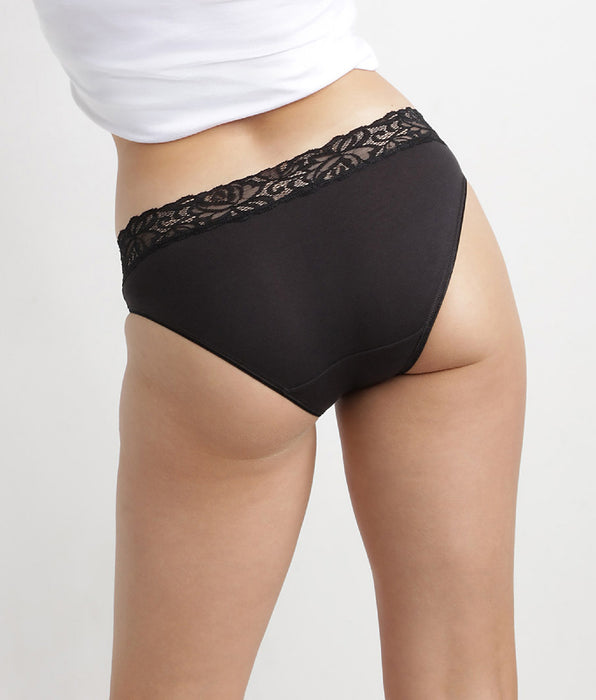 DIM 2er-Pack schwarze Midi-Slips aus Stretch-Baumwolle mit Spitze - Cotton Plus