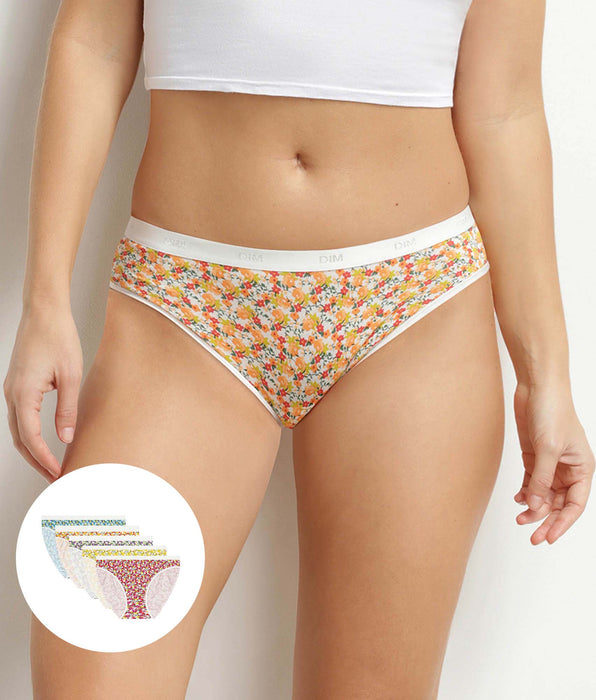 DIM 5er-Pack Damen-Slips aus Stretch-Baumwolle mit Liberty-Muster von Les Pockets