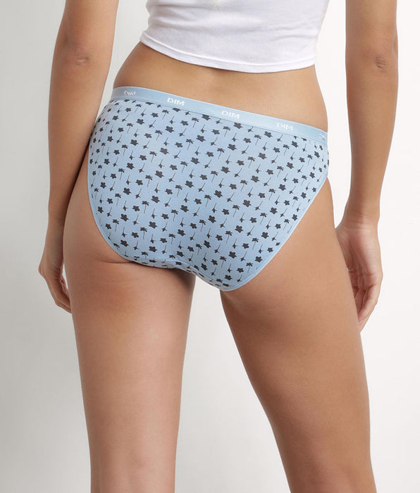 DIM 3er-Pack blaue Slips aus Stretch-Baumwolle mit Blumenmuster – Pockets
