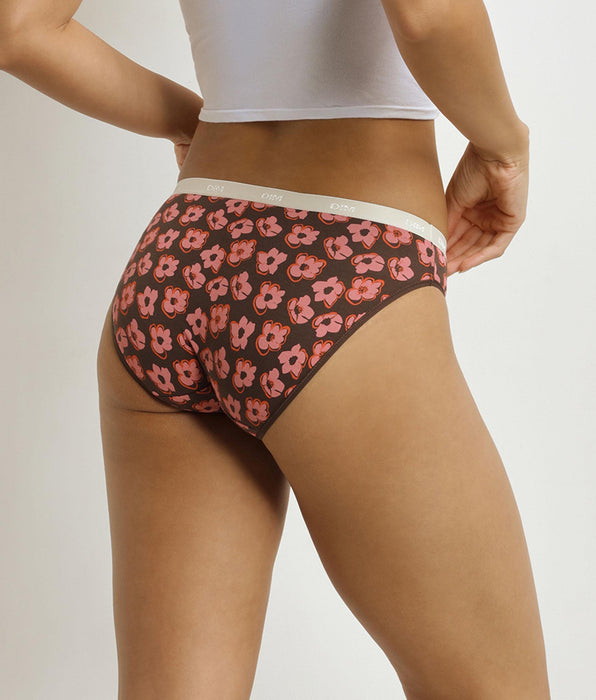 DIM 3er-Pack Damen-Slips mit Boho-Muster Rosa Braun Les Pockets