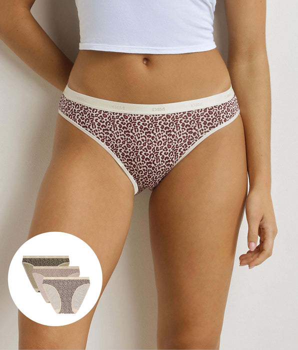 DIM 3er-Pack Damen-Slips mit Leopardenmuster Ecru Beige Les Pockets