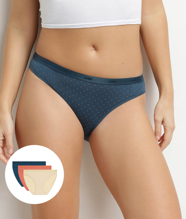 DIM 3er-Pack Damen-Slips aus Stretch-Baumwolle mit Punkten von Dim Les Pockets