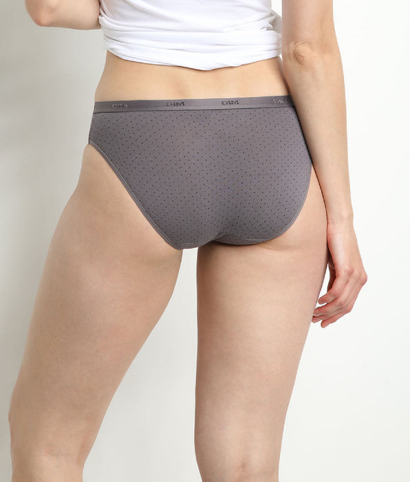 DIM 3er-Pack graue/schwarze Slips aus Stretch-Baumwolle – Pockets