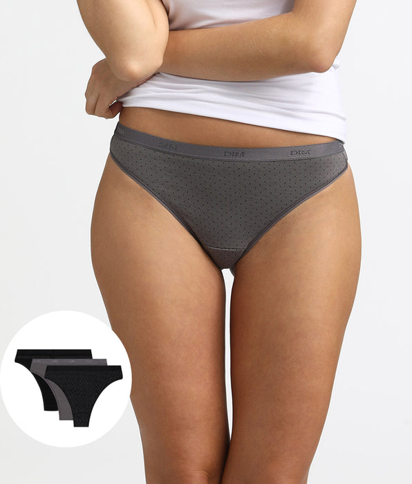 DIM 3er-Pack Strings aus Stretch-Baumwolle schwarz/grau - Pockets