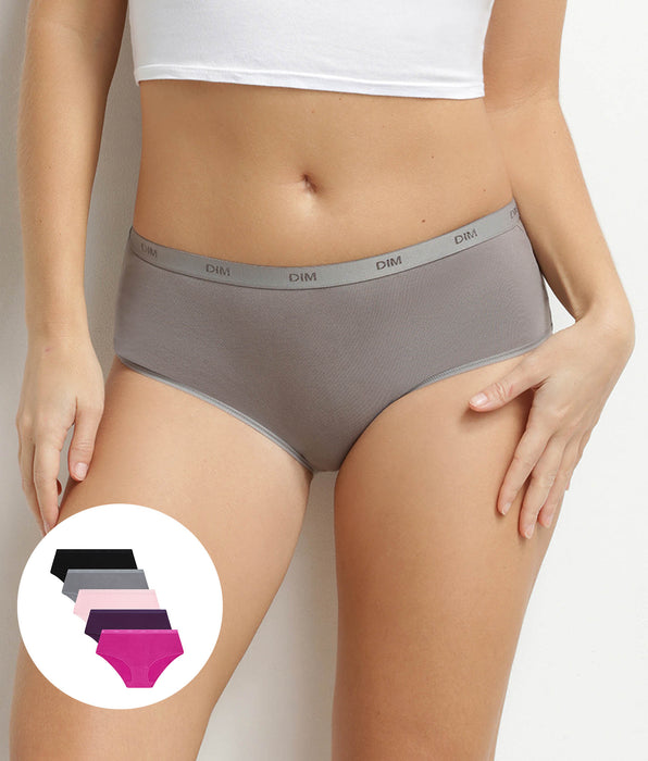 DIM 5er-Pack Stretch-Baumwollboxershorts für Damen mit Aufdruck von Les Pockets