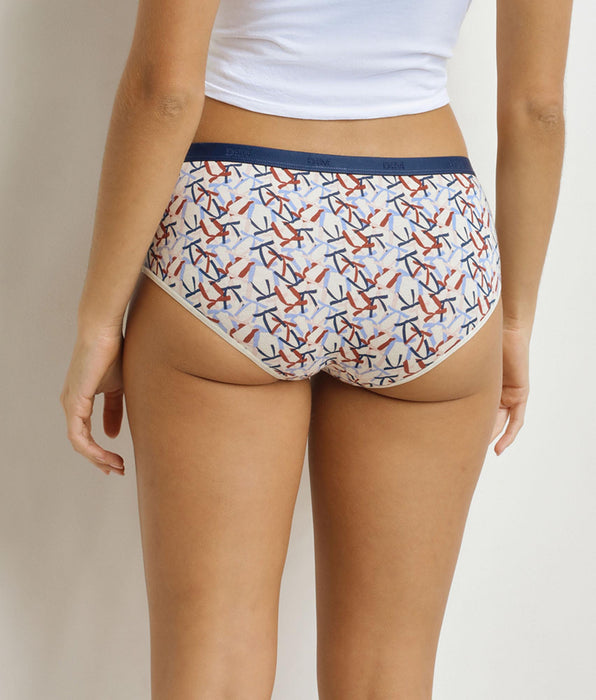 DIM 5er-Pack Damen-Boxershorts mit Ribbon-Muster Rot Blau Les Pockets
