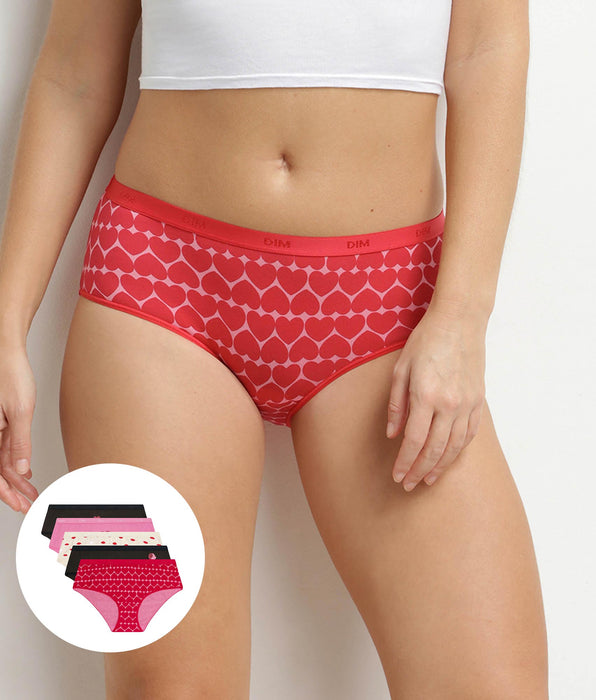 DIM 5er-Pack Damen-Boxershorts aus Stretch-Baumwolle mit Herzmuster Les Pockets