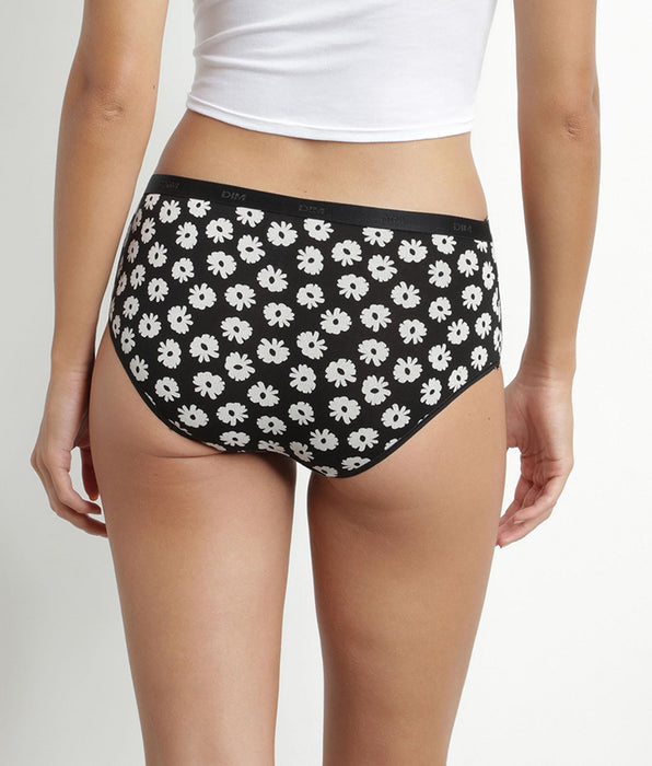 DIM 3er-Pack schwarz/beige Hipster aus Stretch-Baumwolle mit Blumenmuster – Pockets
