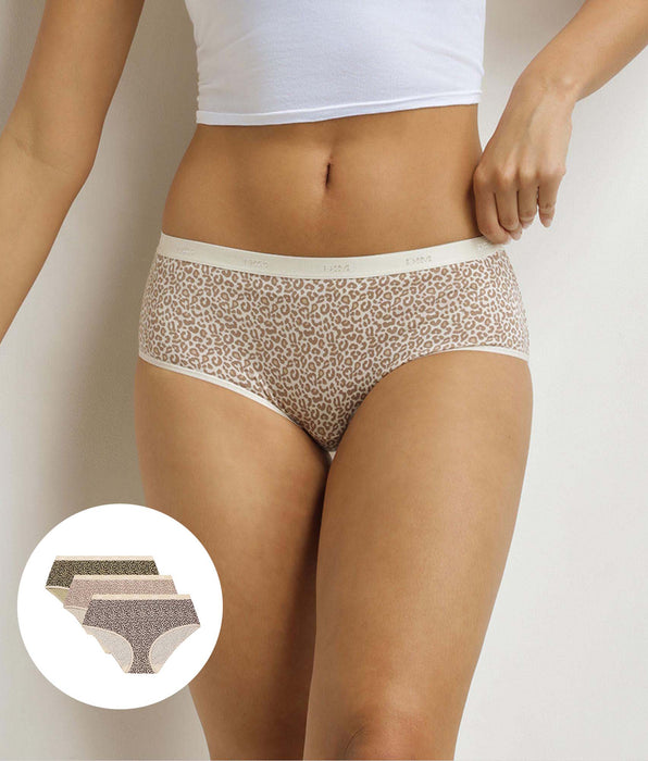 DIM 3er-Set Boxershorts für Frauen mit Leopardenmuster Schwarz Beige Les Pockets