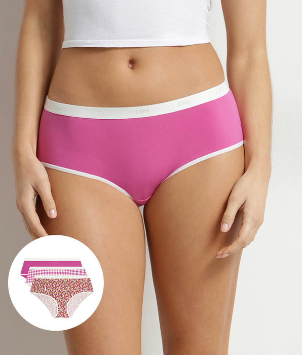 DIM 3er-Pack Damen-Boxershorts aus Stretch-Baumwolle mit Vichy-Karomuster von Les Pockets