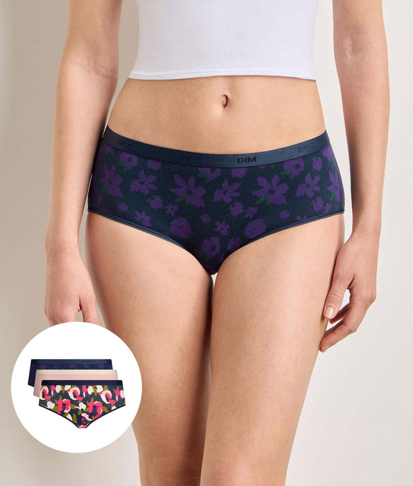 DIM 3er-Pack floral-schicke Les Pockets Coton-Shorts