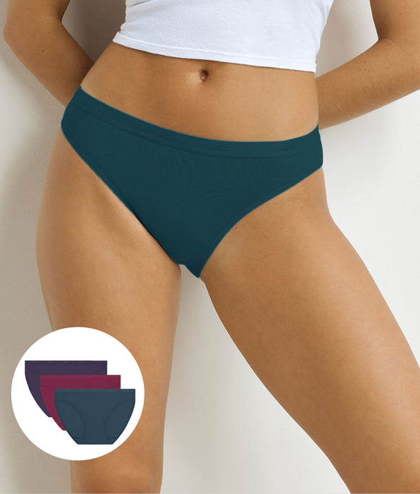 DIM 3er-Pack Damen-Slips Violett, Rot, Grün Les Pockets Ecodim