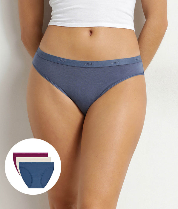 DIM 3er-Pack Damen-Slips aus Stretch-Baumwolle in Creme-Grau von Les Pockets Ecodim