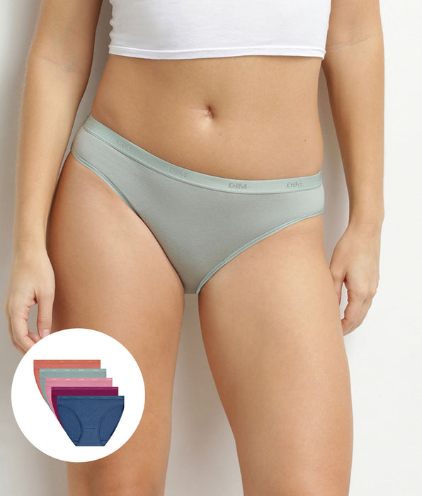 DIM 5er-Pack Damenunterhosen aus Stretch-Baumwolle in Terrakotta von Les Pockets Ecodim