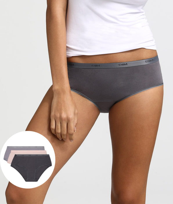 DIM 3er-Pack Hipster taupe/rosa/grau aus Stretch-Baumwolle – Pockets EcoDIM