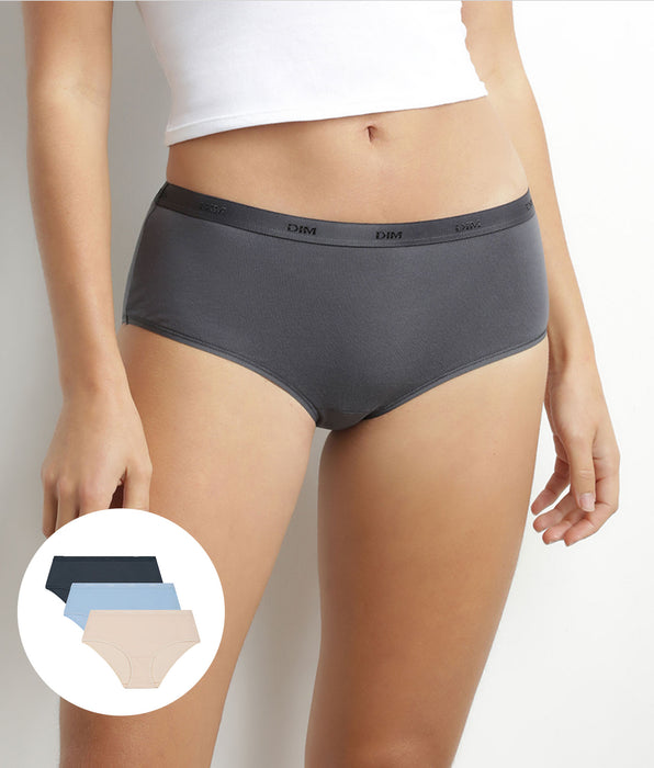 DIM 3er-Pack rote/carmine-blaue Boxershorts für Jungen aus Baumwolle mit Stretch – EcoDIM