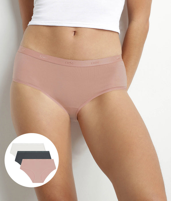 DIM 3er-Pack Hipster aus Stretch Baumwolle in Grau/Rosa – Pockets Ecodim