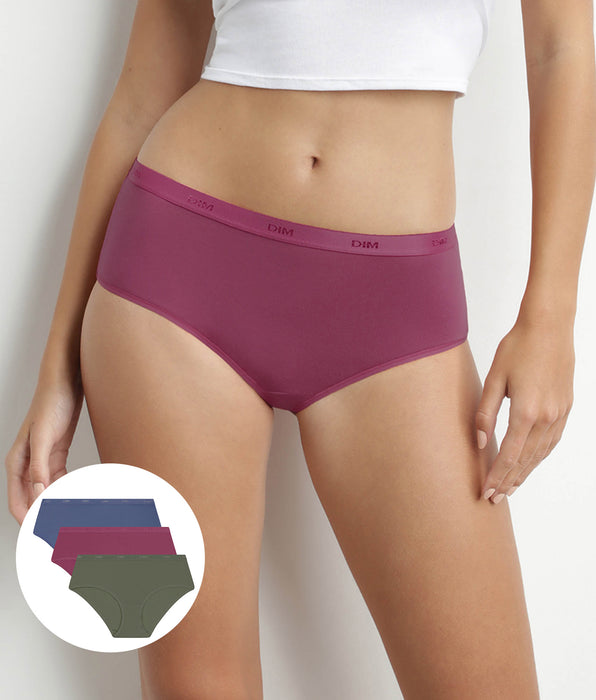 DIM 3er-Pack Hipster aus Stretch Baumwolle in Rot/Grün – Pockets Ecodim