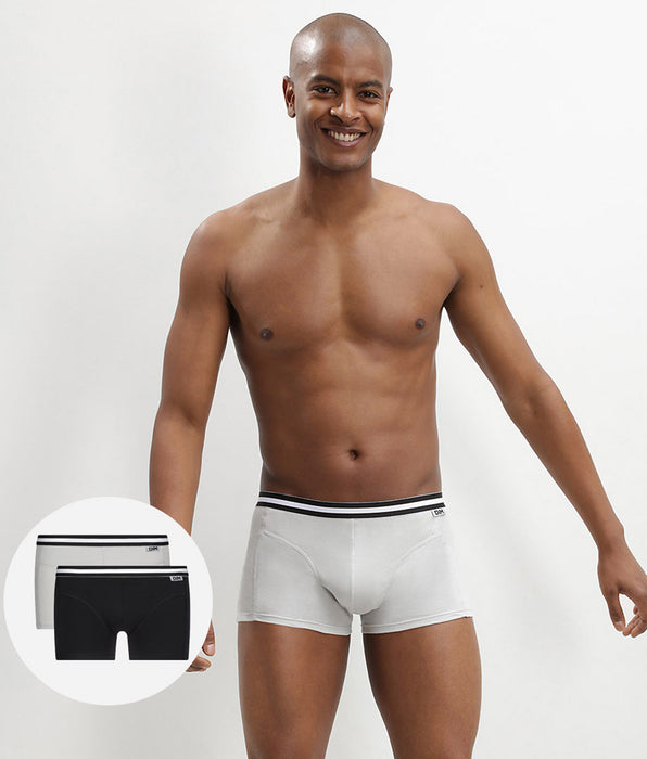 DIM 2er-Pack Boxershorts aus Stretch-Baumwolle grau/schwarz - EcoDIM