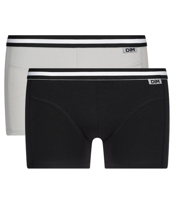 DIM 2er-Pack Boxershorts aus Stretch-Baumwolle grau/schwarz - EcoDIM