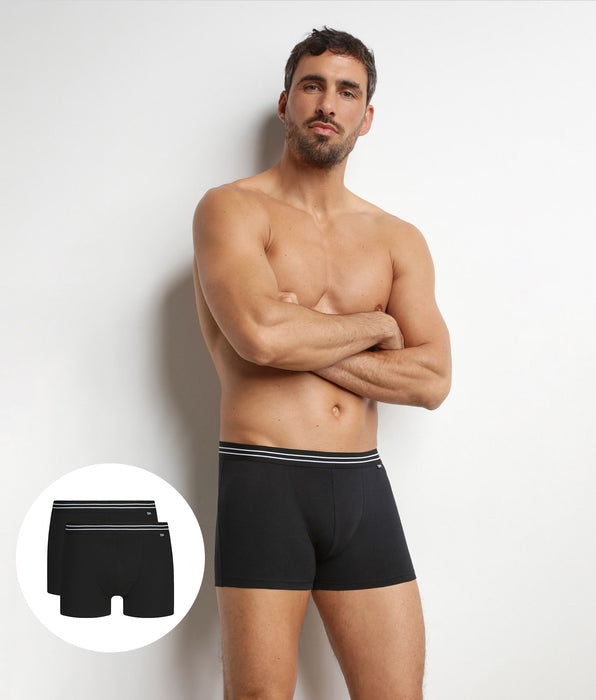 DIM 2er-Pack Herren-Boxershorts aus Stretch-Baumwolle, schwarz, EcoDim