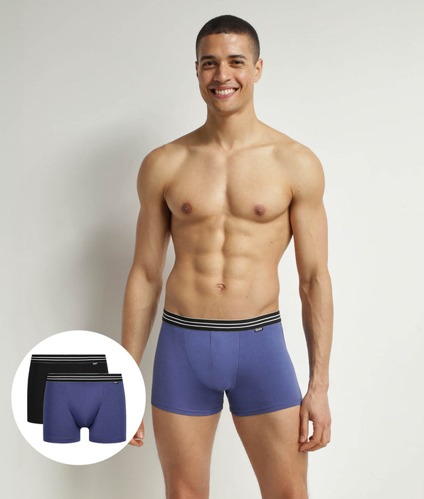 DIM 2er-Pack Boxershorts aus Stretch-Baumwolle blau/schwarz - EcoDIM