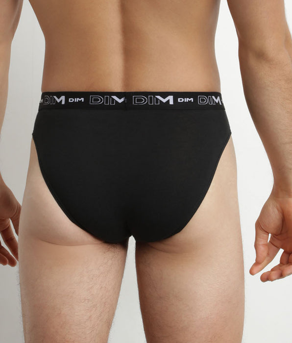 DIM 2er-Pack Herren-Slips Schwarz/Weiß mit Kontrastgürtel aus Stretch-Baumwolle