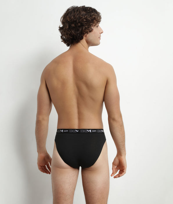 DIM 2er-Pack Herren-Slips Schwarz/Weiß mit Kontrastgürtel aus Stretch-Baumwolle