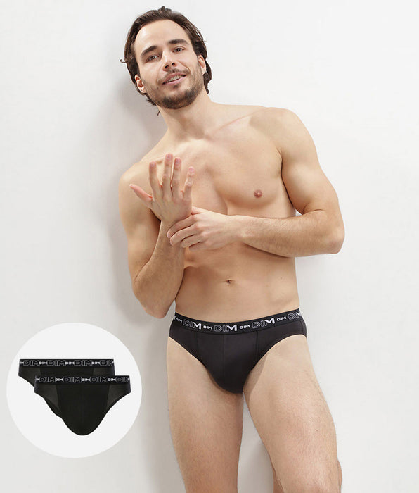 DIM 2er-Pack Slips aus Stretch-Baumwolle schwarz