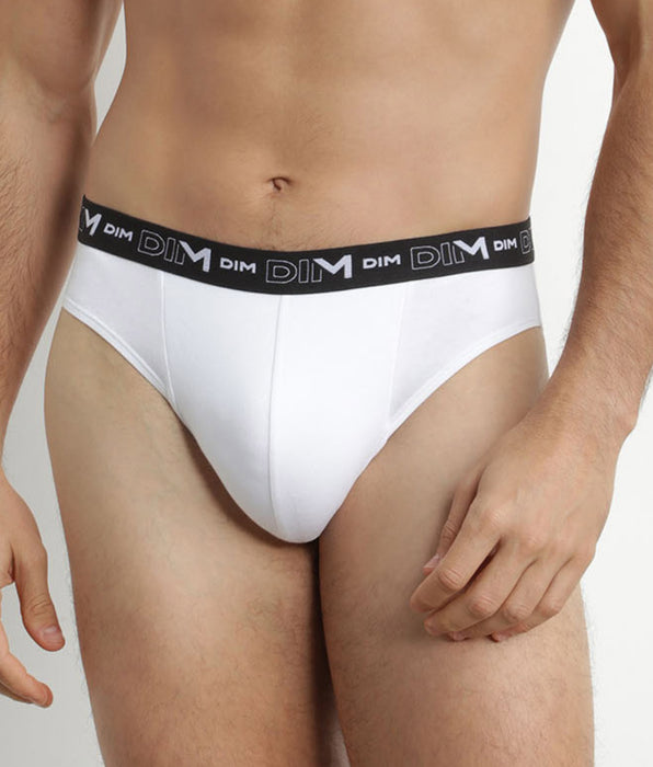 DIM 2er-Pack Herren-Slips Weiß/Grau mit Kontrastgürtel aus Stretch-Baumwolle