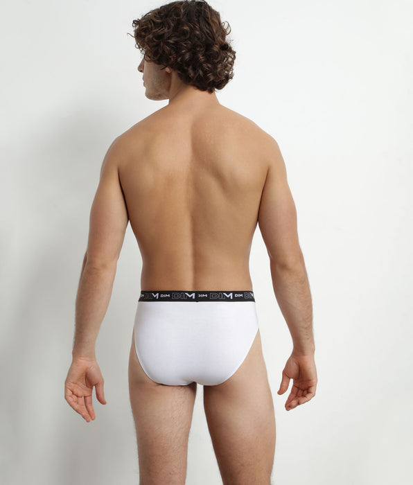 DIM 2er-Pack Herren-Slips Weiß/Grau mit Kontrastgürtel aus Stretch-Baumwolle
