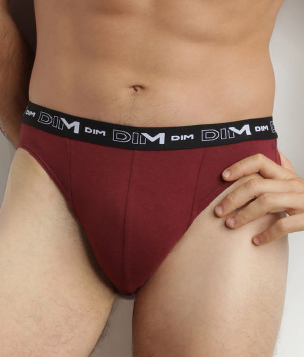 DIM 2er-Pack Herren-Slips Blau/Rot mit Kontrastgürtel aus Stretch-Baumwolle