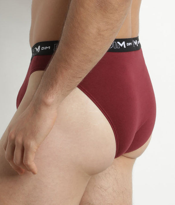 DIM 2er-Pack Herren-Slips Blau/Rot mit Kontrastgürtel aus Stretch-Baumwolle