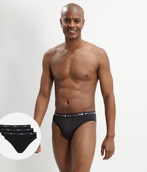 DIM 3er-Pack Slips aus Stretch-Baumwolle schwarz