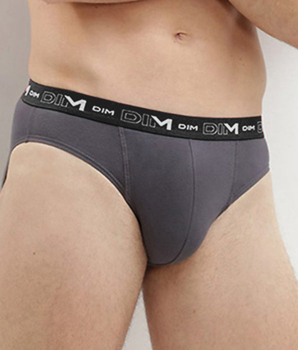 DIM 3er-Pack Slips aus Stretch-Baumwolle grau/chilirot/schwarz