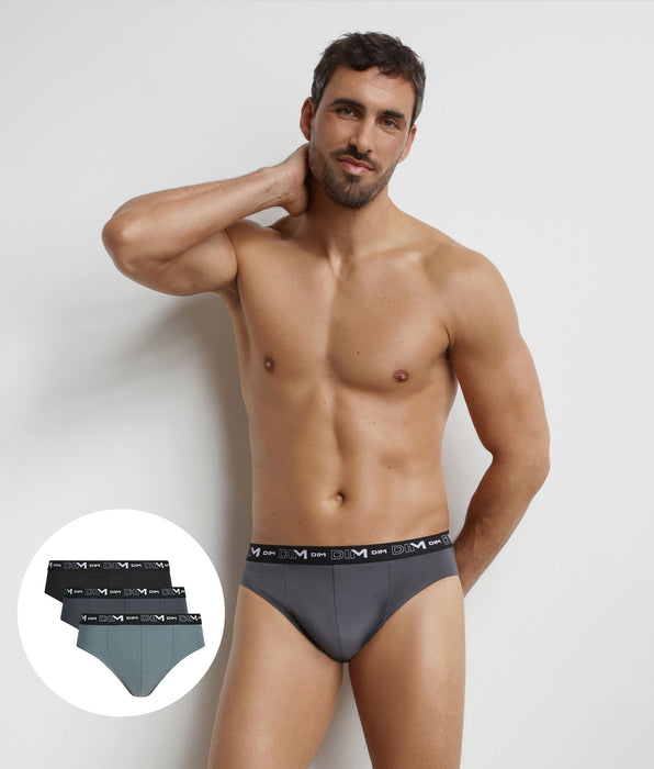 DIM 3er-Pack Herren-Slips Schwarz Grau Dim Stretch-Baumwolle