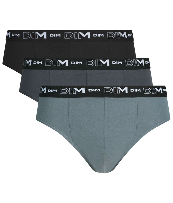 DIM 3er-Pack Herren-Slips Schwarz Grau Dim Stretch-Baumwolle