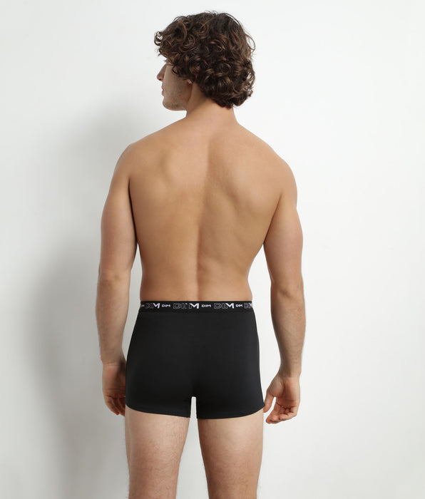 DIM 2er-Pack Herren-Boxershorts Schwarz/Weiß mit Kontrastgürtel aus Stretch-Baumwolle
