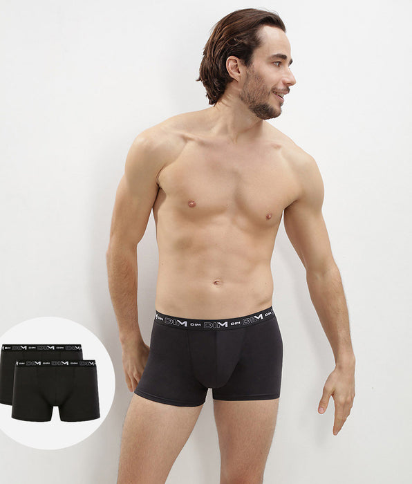 DIM 2er-Pack Boxershorts aus Stretch-Baumwolle schwarz