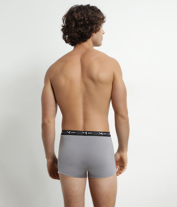 DIM 2er-Pack Herren-Boxershorts Weiß/Grau mit Kontrastgürtel aus Stretch-Baumwolle