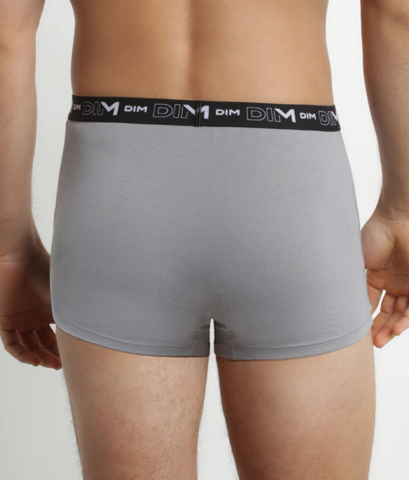 DIM 2er-Pack Herren-Boxershorts Weiß/Grau mit Kontrastgürtel aus Stretch-Baumwolle