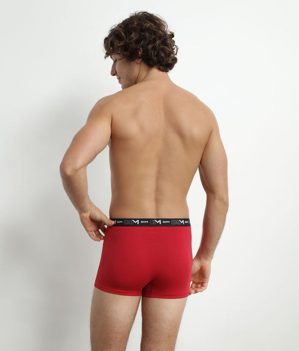DIM 2er-Pack Herren-Boxershorts Grau/Rot mit Kontrastgürtel aus Stretch-Baumwolle