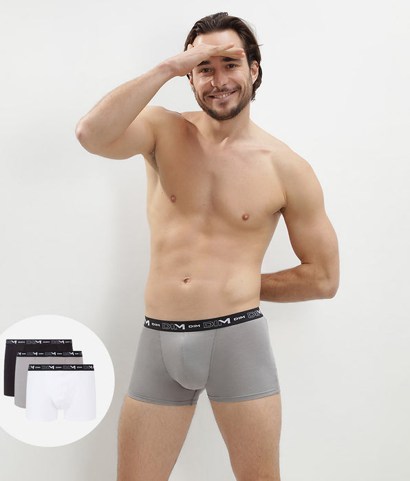 DIM 3er-Pack schwarze/stahlgraue/weiße Boxershorts mit Logobund