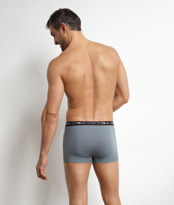 DIM 3er-Pack Herren-Boxershorts Schwarz Grau Kontrastbund Dim Coton Stretch