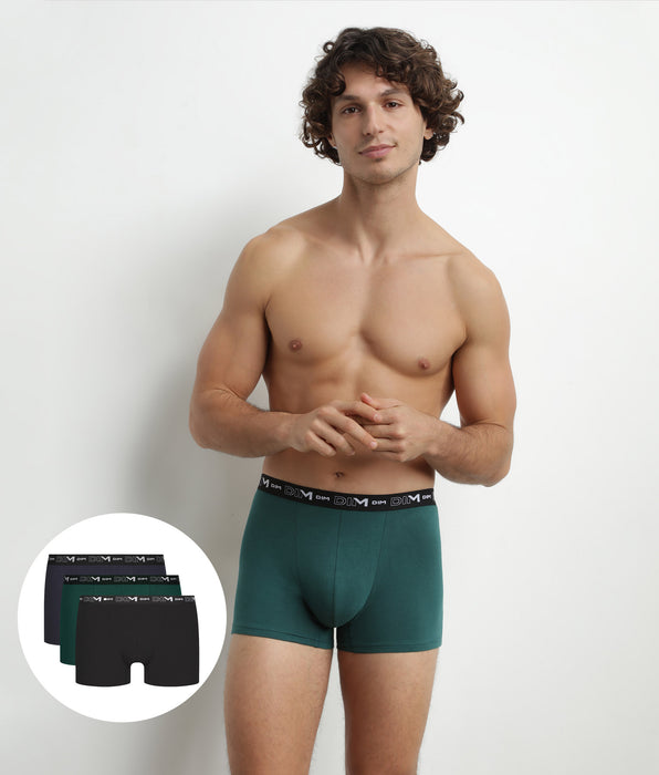 DIM 3er-Pack Herren-Boxershorts aus Stretch-Baumwolle Grün/Blau