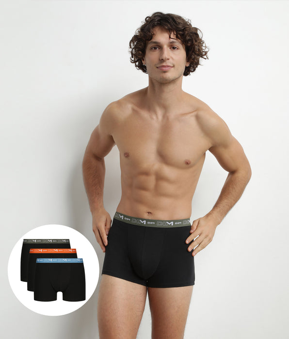 DIM 3er-Pack Herren-Boxershorts aus Stretch-Baumwolle Blau/Orange